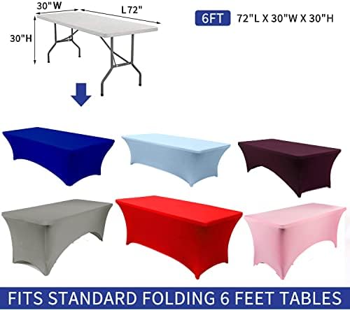 MDS® Pack of 5 Spandex Tablecloth 6FT Tight Fitted Stretch Table Cover – Washable Wrinkle-Free Reusable Elastic Patio Tablecloth for Wedding, Party, Banquet, Trade Show, Event Décor - Peach - Image 5