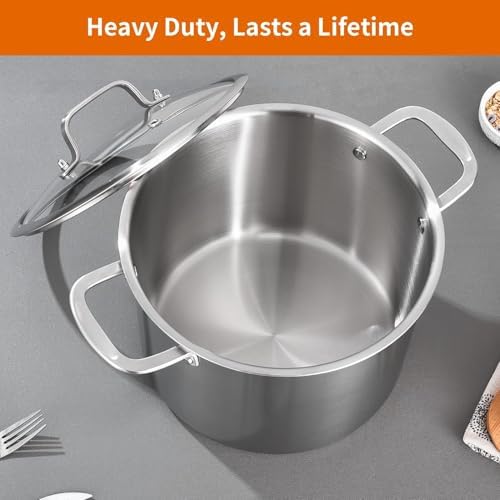 DELARLO Tri-ply Stainless Steel 12 Quart Heavy Duty Induction Stock Pot - Image 6
