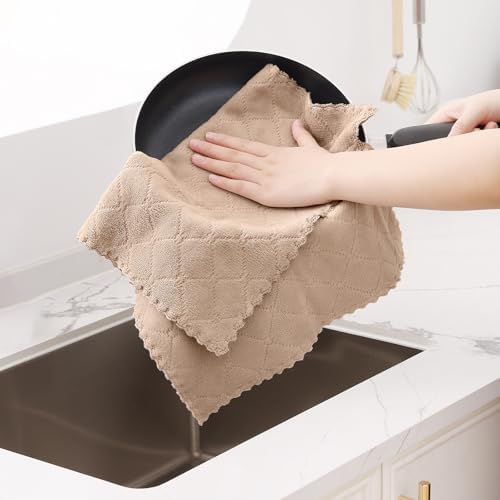 Homaxy 12 Pack Super Soft Absorbent Dish Cloths, 13" x 19", Tan - Image 3