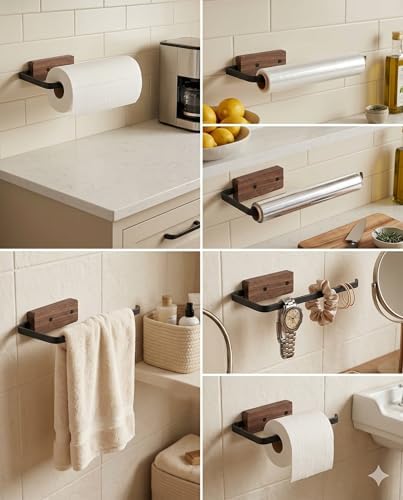 3 Packs Paper Towel Holder - Self-Adhesive or Drilling,Under Cabinet Paper Towel Holder for Kitchen, Paper Towel Roll Rack for Bathroom Towel Wall Mounted Matte Black, SUS304 Stainless Steel - Image 6