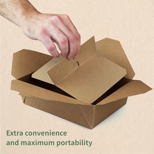FC Meyer MeyerPak #3 w/ 2-Cell Wing Divider Combo Pack, Leak & Grease Resistant Take Out Boxes, Disposable To Go Food Containers, 7 3⁄4” x 5 1⁄2” x 2 1⁄2“, Kraft, Pack of 50 - Image 6