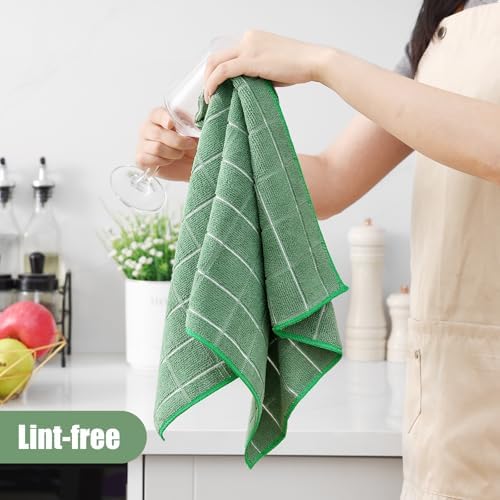 Homaxy Microfiber Kitchen Towels and Dishcloths Sets, 12 Pack, Grass Green - Image 4