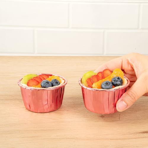 Restaurantware 3.5 oz Round Rose Gold Paper Foil Baking Cup, 500 Pack - Image 5