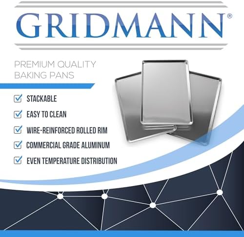 GRIDMANN 18" x 26" Commercial Grade Perforated Aluminum Baking Sheet Pan, Full Size Baking Tray - 6 Pans - Image 7