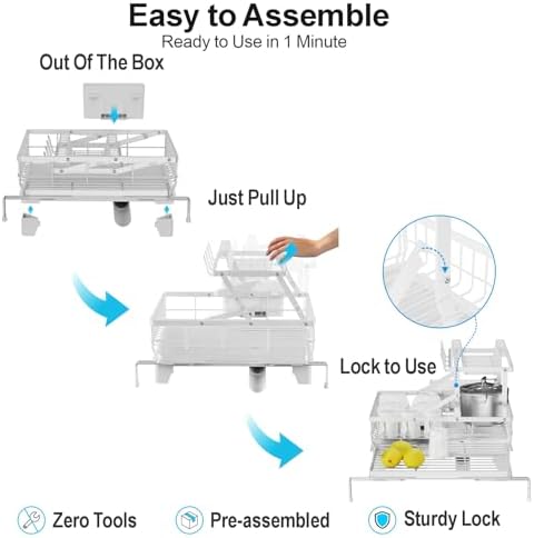 GSlife Large Expandable 2 Tier Dish Drying Rack - Over Sink & Counter Use - Image 5