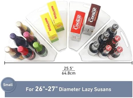 Leeden Lazy Susan Organizer for 26" Diameter Corner Lazy Susan, Plastic Kitchen Cabinet Storage Bins with Handle, 4 Packs, 1/8 Wedge - Food Safe, BPA Free - Image 5