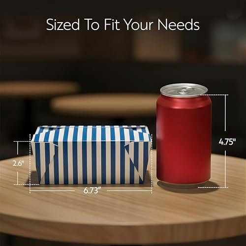 Restaurantware 45 oz Blue And White Stripe 8 Bio Box Container, 50 Ct - Image 2