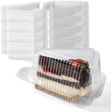 Fit Meal Prep 300 Pack Cake Slice Plastic Containers with Lids - Single 5” Clear Medium Dome Hinged Lid Cheesecake Container, Pie, Food Box, Take Out Togo Packaging for Home, Bakery and Cafe Business by FMPBRANDS