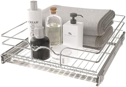 Rev-A-Shelf Steel Wire Pullout Drawer Organizer Shelf for Kitchen Cabinets, Slide Out Storage Basket, Min Opening Width of 17.5", 18" x 20", 5WB1-1820CR-1 by Rev-A-Shelf