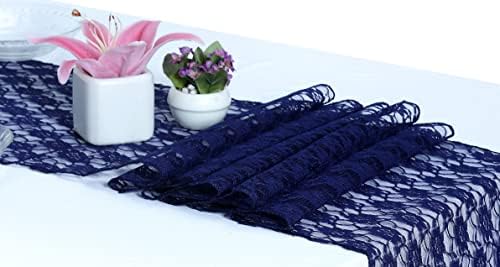 MDS Pack of 20 Wedding 12 x 108 inches Lace Table Runner for Wedding, Decorations for Birthday Parties, Banquets, Graduations, Engagements, and Runners fit Rectangle, Round Table- Navy Blue - Image 2