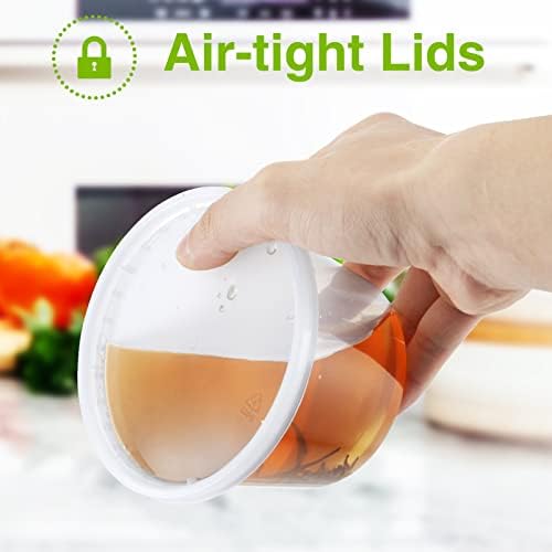 NEEBAKE 150 Set Deli-Containers-with-Lids: [8oz 16oz 32oz] Combo Plastic-Food-Storage-Containers-with-Lids, Microwaveable & Freezer Safe To-Go-Containers, Leak-proof Meal-Prep-Containers - Image 3