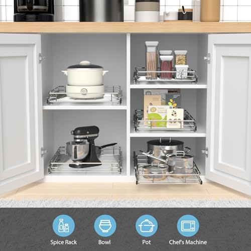 Pull Out Cabinet Organizer, 14.8” Slide Out Kitchen Organizers Storage - Image 2