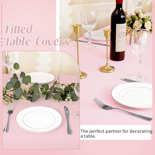 HAISIWLKJ 6 Pack Table Cloth 6ft Pink Tablecloths for Rectangle Folding Table Spandex Fitted Stretch Cover Wrinkle Resistant Washable Protector for Party, Wedding, Banquet, Festival. - Image 6