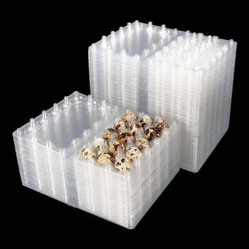 200 Pack Quail Egg Cartons, Clear Plastic Quail Egg Trays, Holds up to 15 Quail Eggs Securely - Your Ultimate Small Eggs Carton Holders for Bulk Storage and Display by KUKLIPJIM