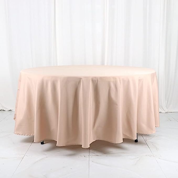 BalsaCircle 10 pcs 108 inch Nude Round Washable Polyester Easy-Care Tablecloth for Indoor and Outdoor Bridal Shower Wedding Table Buffet Table Parties Events Kitchen Dining - Image 8