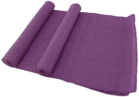 BambooMN Purple 15" x 88" Vintage Burlap Table Runner for Rustic Wedding Bridal Shower Bachelorette Graduation Party Table Decor Decorations, 2 Pieces by BambooMN