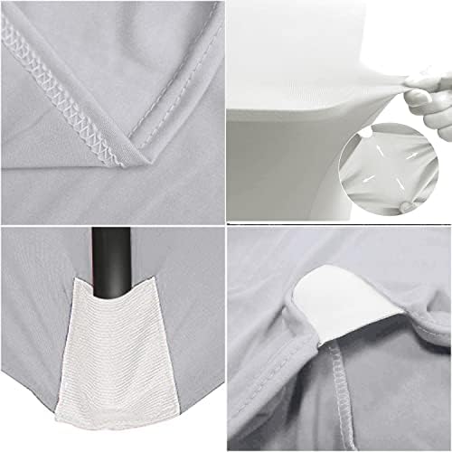 MDS® Pack of 10 Spandex Tablecloth 6FT Tight Fitted Stretch Table Cover – Washable Wrinkle-Free Reusable Elastic Patio Tablecloth for Wedding, Party, Banquet, Trade Show, Event Décor - Light Grey - Image 4