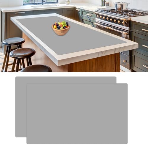 2Pack Large Silicone Mats for Kitchen Counter, 36''x24''(90cmx60cm) Heat Resistant Mat for Kitchen Island, Waterproof Multipurpose Countertop Protector, Light Gray by WelcometoULTIBE