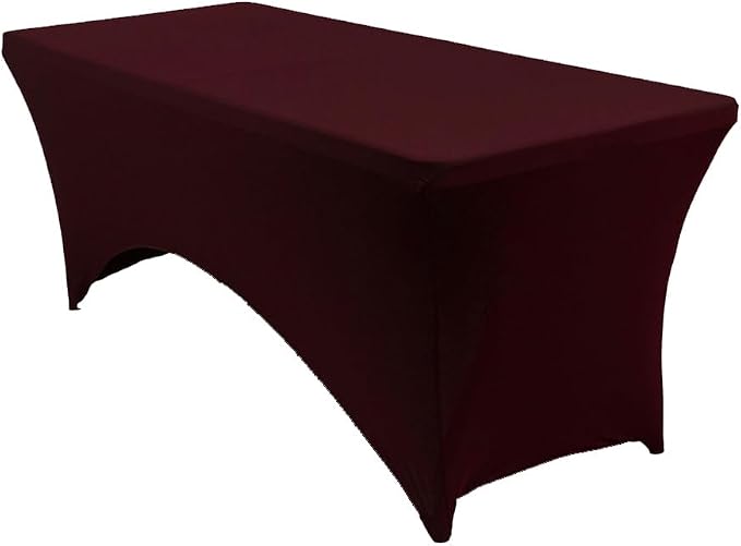 MDS® Pack of 2 Spandex Tablecloth 4FT Tight Fitted Stretch Table Cover – Washable Wrinkle-Free Reusable Elastic Patio Tablecloth for Wedding, Party, Banquet, Trade Show, Event Décor - Burgundy by MDS