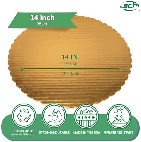Southern Champion Tray 1625 14" Sturdy Corrugated Single Wall Cake Circle, Greaseproof, Gold Metallic (Case of 100) - Image 2