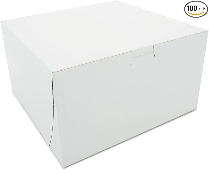SCT Bakery Premium Paperboard Bakery Box, Donut Box & Cake Box (100 Pack), 9 x 9 x 5 Inch, White Food Tray, Grease & Moisture Resistant, Recyclable & Compostable, 0965 by SouthernChampionTray