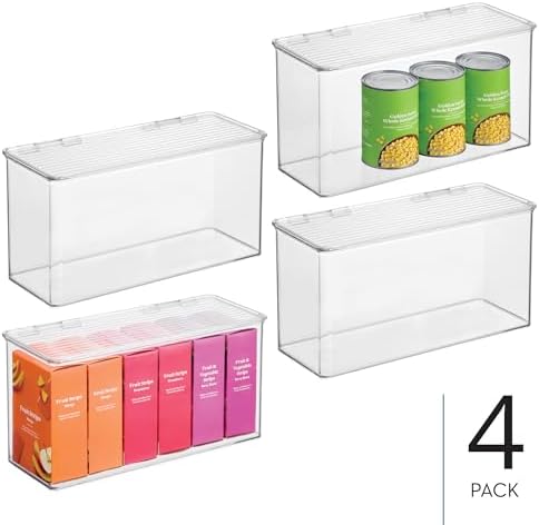 iDesign Plastic Stackable Hinged-Lid Storage Box - Set of 4 - Clear - Image 2