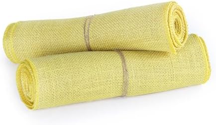 MDS® Pack of 15 Natural Burlap Table Runner, 12 x 108 Inch, Jute Rustic Farmhouse Boho Table Decor for Wedding Reception, Dining Table, Bridal Shower, Baby Shower & Party Decorations - Yellow - Image 5