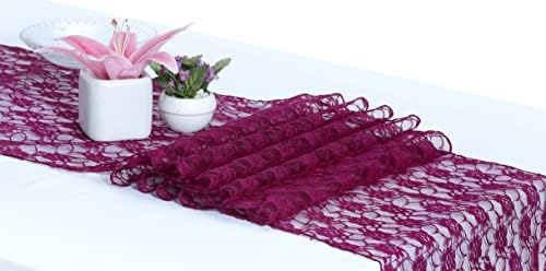 MDS Pack of 20 Wedding 12 x 108 inches Lace Table Runner for Wedding, Decorations for Birthday Parties, Banquets, Graduations, Engagements, and Runners fit Rectangle, Round Table- Eggplant - Image 2