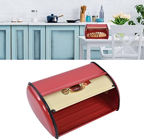 Metal Bread Box for Kitchen Countertop,Space Save Bread Boxes Large Capacity Bread Bin Holder Container with Roll Top Lid kitchen Storage Containers(9.1x13.0x5.7in) (red) - Image 4