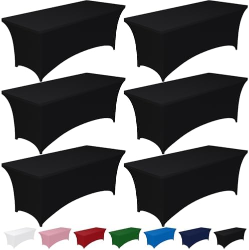 Pureegg Spandex Tablecloth 6ft 6 Pack Black by Pureegg