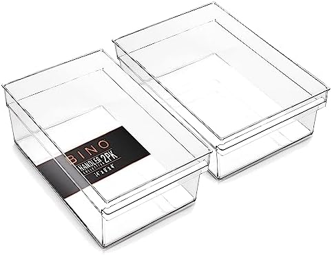 BINO | Plastic Storage Bins, Large | THE HANDLER COLLECTION | Multipurpose Organizer Bins | Kitchen Pantry Organizers and Storage | Clear Containers for Organizing Home | Freezer Organizer by BINO