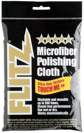 Flitz Premium Microfiber Polishing Cloth (400 GSM) - 16" x 16" USA-Made Grey Lint Free Microfiber Cleaning Cloth - Washable and Ultra Absorbent Micro Fiber Towel for Cars, Metals, & More (1 Pack) by FlitzInternationalLTD
