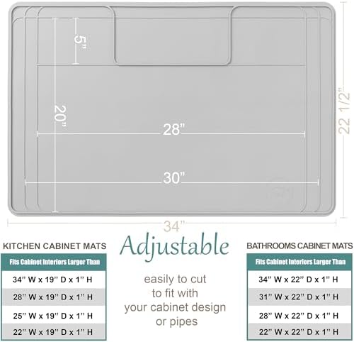 The Original Under Sink Mat - Silicone Waterproof mat, Trimmable, Easy to Clean, Kitchen cabinet liner, Under sink protector mats, Drip Tray with Lip - 34" x 22" or smaller - Image 2