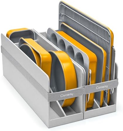 Caraway 11-Piece Non-Stick Ceramic Bakeware Set | Baking Sheets, Assorted Baking Pans, Cooling Rack, Storage, Aluminized Steel Body, Non-Toxic, PTFE and PFOA Free, Marigold by Unknown