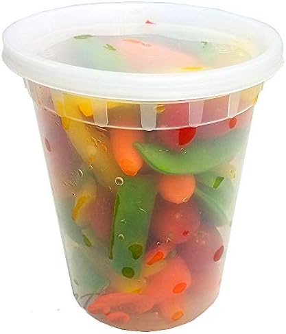 PCM 32 oz. Heavy Duty Round Deli Food Soup Plastic Container w/Lid 100% BPA Free (Pack of 96 Sets) by Unknown
