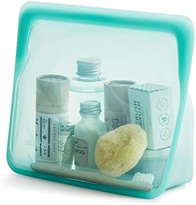 Stasher Reusable Silicone Storage Bags, Food Storage Containers, Microwave and Dishwasher Safe, Leak-free, Stand Up - Mid (Aqua) and Sandwich (Aqua) - Image 2