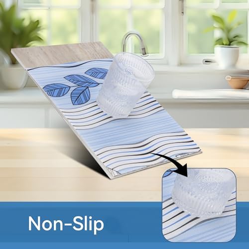 FIFTY FEET Blue Leaves Shelf Liner for Kitchen Cabinets, 18 x 96 Inch x 10 Roll Non Adhesive Non Slip Drawer Liner, Washable Cabinet Liner for Shelves & Drawers - Image 2
