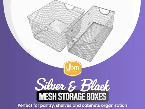 YBM HOME Kitchen Pantry Organizer Wire Baskets for Shelves, Cabinets, Pantry, Countertop, Mesh Open Storage Bin Metal Basket for Organizing Food Supplies, 6 Pack, 13.3x8.5x6.5 - Image 3