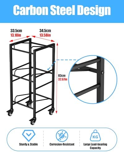 5 Gallon Water Jug Holder, Movable 3 Tier Heavy Duty Water Rack with 4 Wheels, Rack for Water Jug Storage, Space Saving Water Stand for Three 5 Gallon Water Jugs, Black - Image 3