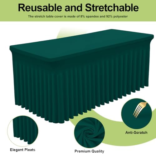 Smiry Spandex Elastic Fitted Table Cloth Skirt for 6FT Rectangle Table - Image 2