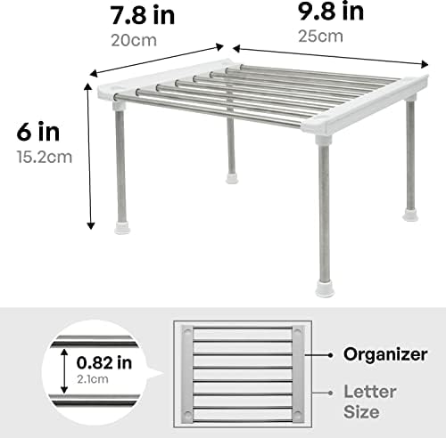 carrotez Set of 2 Stackable Cabinet Organizer Shelf 9.8 x 7.8 x 6.1 White - Image 3
