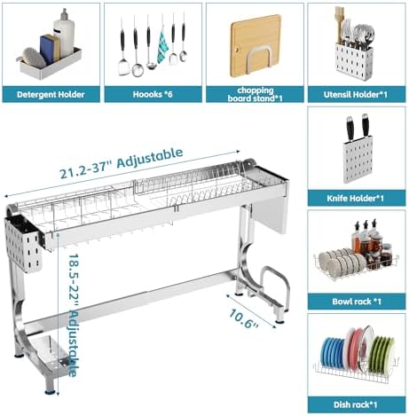 MINGLING Over The Sink Dish Drying Rack, Kitchen Dish Rack Over Sink - Image 5