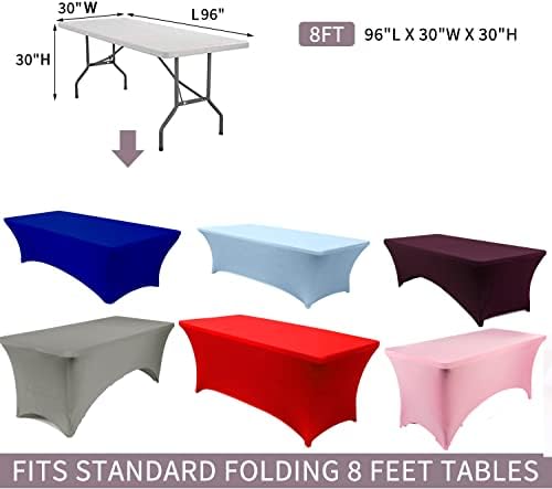 MDS® Pack of 5 Spandex Tablecloth 8FT Tight Fitted Stretch Table Cover – Washable Wrinkle-Free Reusable Elastic Patio Tablecloth for Wedding, Party, Banquet, Trade Show, Event Décor - Peach - Image 5