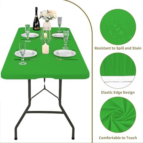 6 Pack Stretch Table Top Cap Cover, Green, 30" x 96" - Image 3