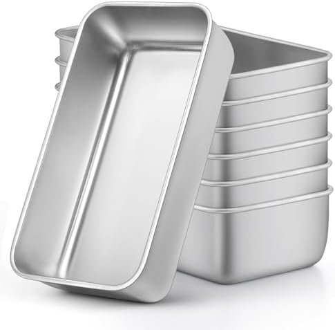 LIANYU Bread Loaf Pans Set of 7, 9x5 Inch Stainless Steel Bread Baking Pans | 9x5x2.5 Inch Bread Pan, No Coating , One-Piece Design, For Homemade Sourdough, Sandwich, Meatloaf, Dishwasher Safe, Stackable by LIANYU
