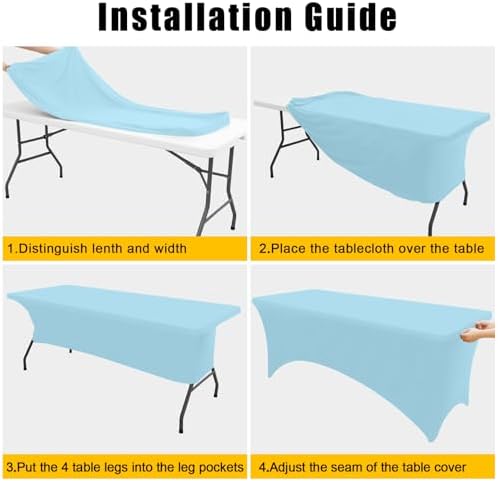 Smiry 2 Pack Spandex Table Cloth 4FT, Elastic Fitted Baby Blue Tablecloth - Image 4