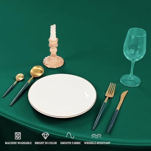 12 Pack 108 Inch Round Satin Tablecloth, Hunter Green - Image 4