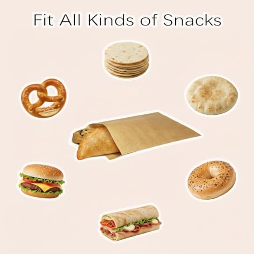 Sandwich Wrapping Poly-Lined Kraft Paper Takeout Bags Toaster Bags - Grease Safe Food Grade Deli Bags for Bakery,Tortillas,Snacks & Pastries - 6"x8", 7.8"x8.3", 5.9"x6.3" - Image 2