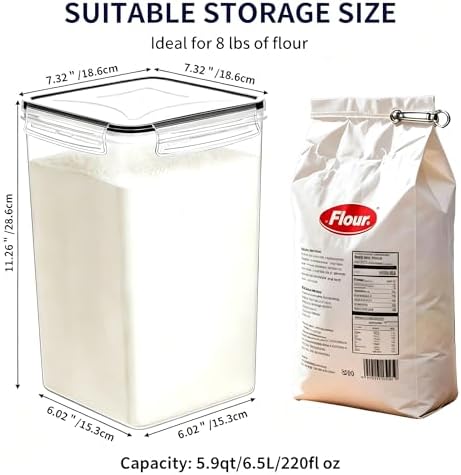 2pc 6.5L Airtight Food Storage Containers with Lids, Cups & Labels | Large BPA-Free Plastic Food Storage with Labels for Spaghetti, Cereal, Oats & Kitchen Pantry Organization, 2 Pack - Image 2