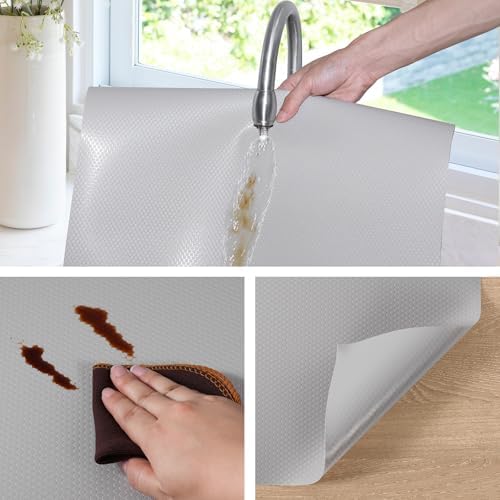 Shelf Liners for Kitchen Cabinet, Drawer, Fridge Liner Gray 23.6"x393.7" - Image 5